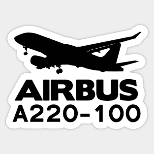 Airbus A220-100 Silhouette Print (Black) Sticker